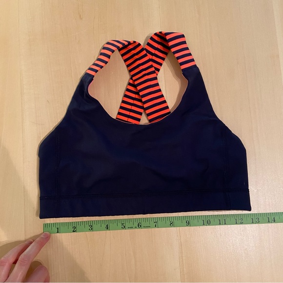 LULULEMON small/medium sports bra. Great support. Bright orange and navy. - Picture 4 of 6